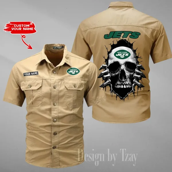New York Jets Men Cargo Shits Summer Cotton Military Shirts For Man New Design 2025 ANZMSSWS185 - Image 2