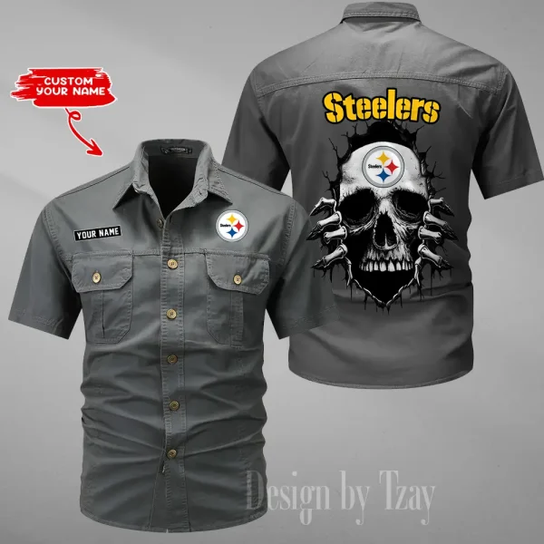 Pittsburgh Steelers Men Cargo Shits Summer Cotton Military Shirts For Man New Design 2025 ANZMSSWS187