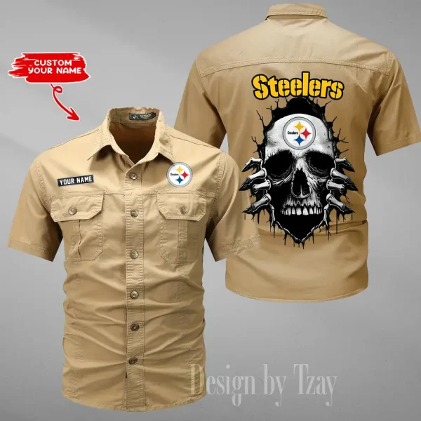 Pittsburgh Steelers Men Cargo Shits Summer Cotton Military Shirts For Man New Design 2025 ANZMSSWS187 - Image 2