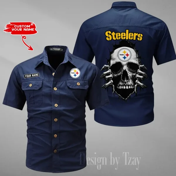 Pittsburgh Steelers Men Cargo Shits Summer Cotton Military Shirts For Man New Design 2025 ANZMSSWS187 - Image 3