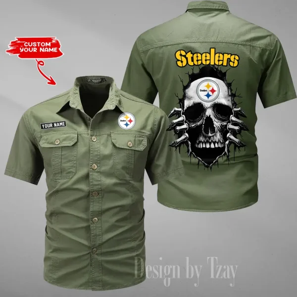 Pittsburgh Steelers Men Cargo Shits Summer Cotton Military Shirts For Man New Design 2025 ANZMSSWS187 - Image 4