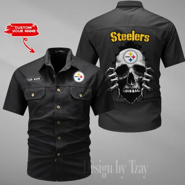 Pittsburgh Steelers Men Cargo Shits Summer Cotton Military Shirts For Man New Design 2025 ANZMSSWS187 - Image 6