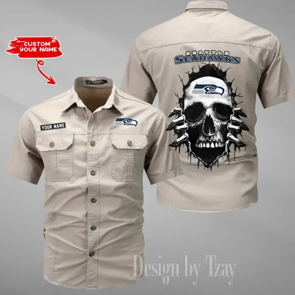 Seattle Seahawks Men Cargo Shits Summer Cotton Military Shirts For Man New Design 2025 ANZMSSWS189 - Image 2