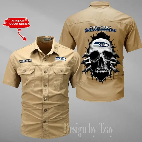 Seattle Seahawks Men Cargo Shits Summer Cotton Military Shirts For Man New Design 2025 ANZMSSWS189 - Image 3