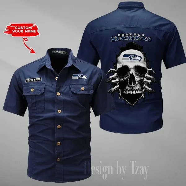 Seattle Seahawks Men Cargo Shits Summer Cotton Military Shirts For Man New Design 2025 ANZMSSWS189 - Image 4