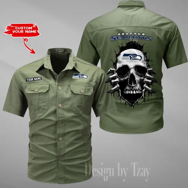 Seattle Seahawks Men Cargo Shits Summer Cotton Military Shirts For Man New Design 2025 ANZMSSWS189 - Image 5