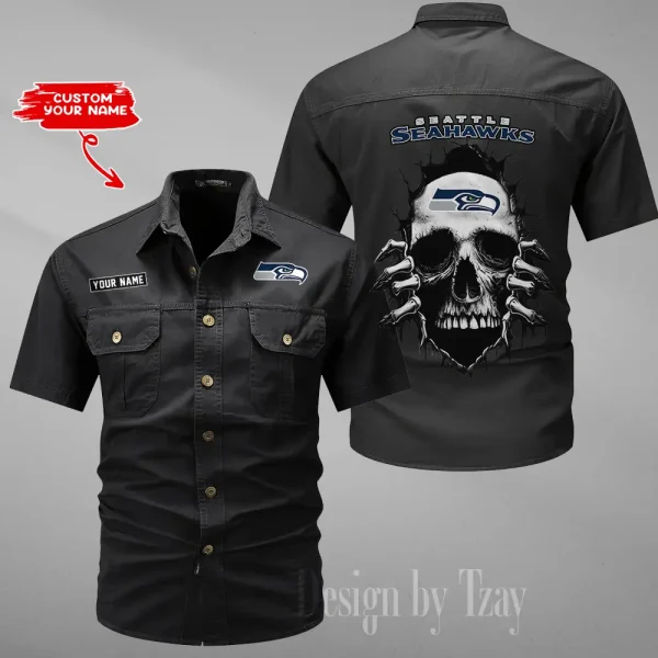 Seattle Seahawks Men Cargo Shits Summer Cotton Military Shirts For Man New Design 2025 ANZMSSWS189 - Image 6