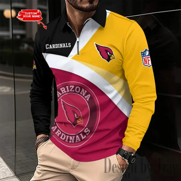 Arizona Cardinals Men Polo shirt Long Sleeve Fashion Casual Slim New Design 2025 ANZLSPS296 - Image 2