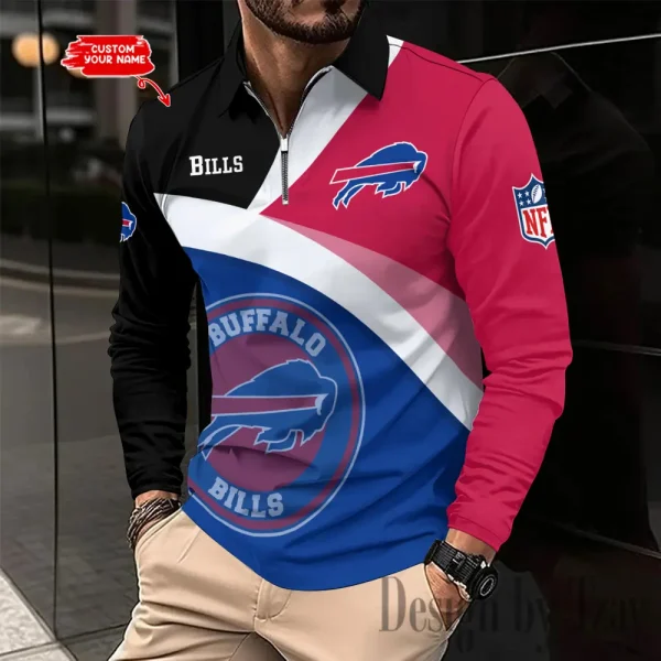 Buffalo Bills Men Polo shirt Long Sleeve Fashion Casual Slim New Design 2025 ANZLSPS299 - Image 2