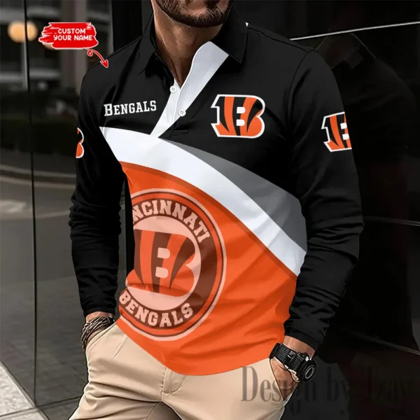 Cincinnati Bengals Men Polo shirt Long Sleeve Fashion Casual Slim New Design 2025 ANZLSPS302