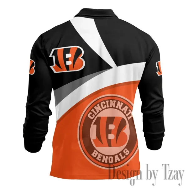 Cincinnati Bengals Men Polo shirt Long Sleeve Fashion Casual Slim New Design 2025 ANZLSPS302 - Image 3