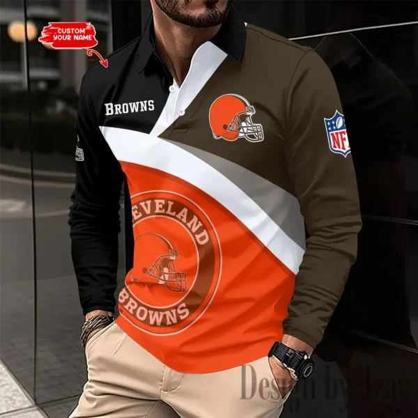 Cleveland Browns Men Polo shirt Long Sleeve Fashion Casual Slim New Design 2025 ANZLSPS303