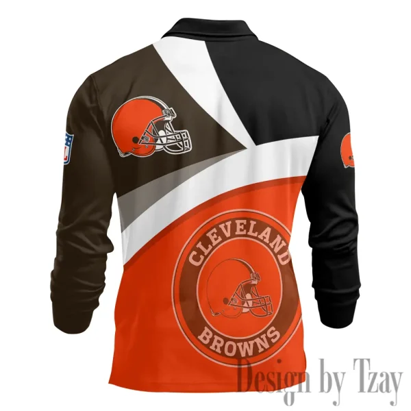 Cleveland Browns Men Polo shirt Long Sleeve Fashion Casual Slim New Design 2025 ANZLSPS303 - Image 3