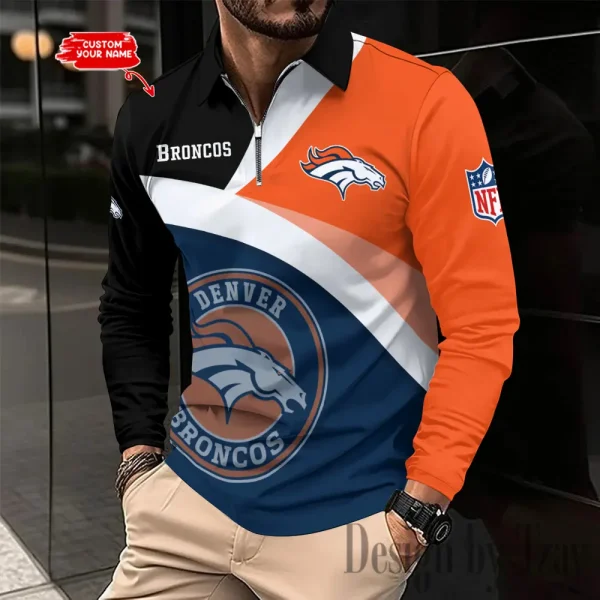 Denver Broncos Men Polo shirt Long Sleeve Fashion Casual Slim New Design 2025 ANZLSPS305 - Image 2