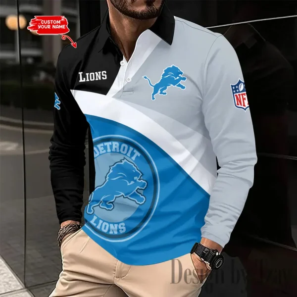 Detroit Lions Men Polo shirt Long Sleeve Fashion Casual Slim New Design 2025 ANZLSPS306