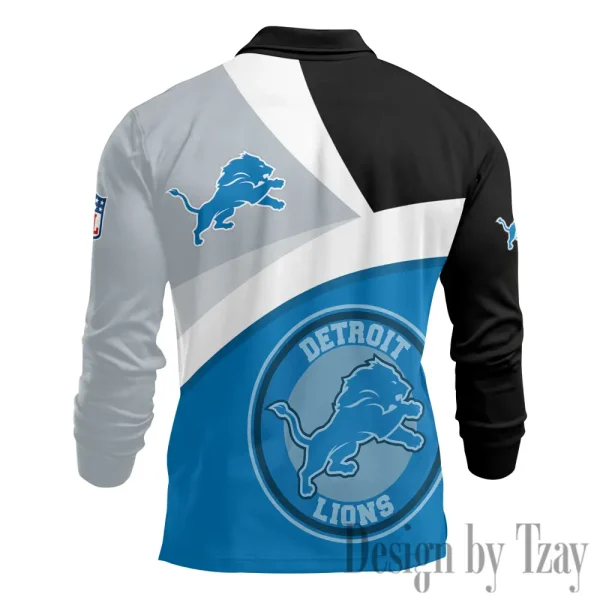 Detroit Lions Men Polo shirt Long Sleeve Fashion Casual Slim New Design 2025 ANZLSPS306 - Image 3