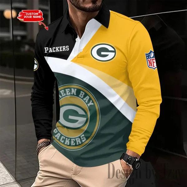 Green Bay Packers Men Polo shirt Long Sleeve Fashion Casual Slim New Design 2025 ANZLSPS307 - Image 2