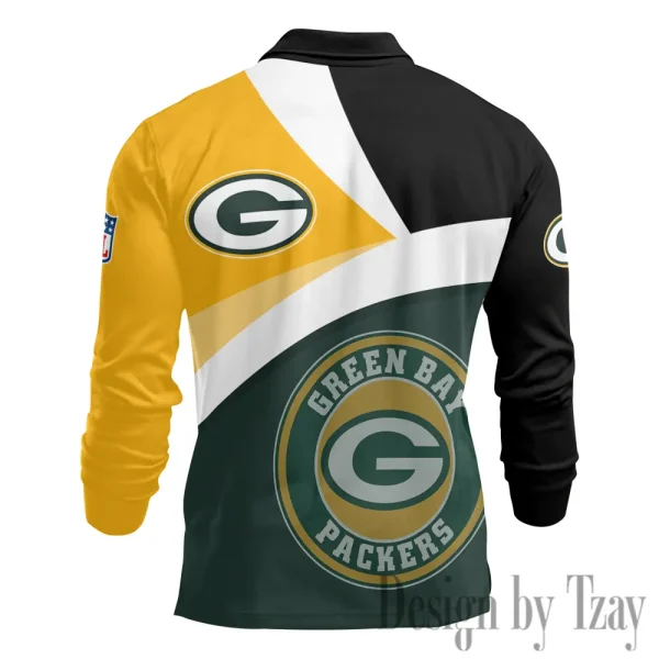 Green Bay Packers Men Polo shirt Long Sleeve Fashion Casual Slim New Design 2025 ANZLSPS307 - Image 3