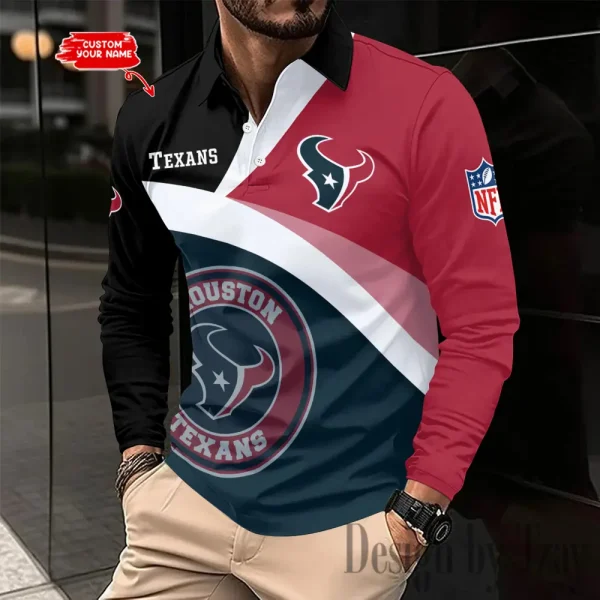 Houston Texans Men Polo shirt Long Sleeve Fashion Casual Slim New Design 2025 ANZLSPS308