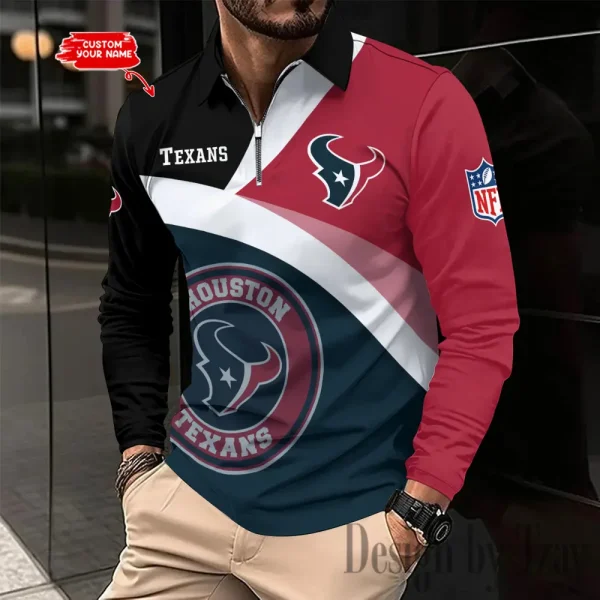 Houston Texans Men Polo shirt Long Sleeve Fashion Casual Slim New Design 2025 ANZLSPS308 - Image 2