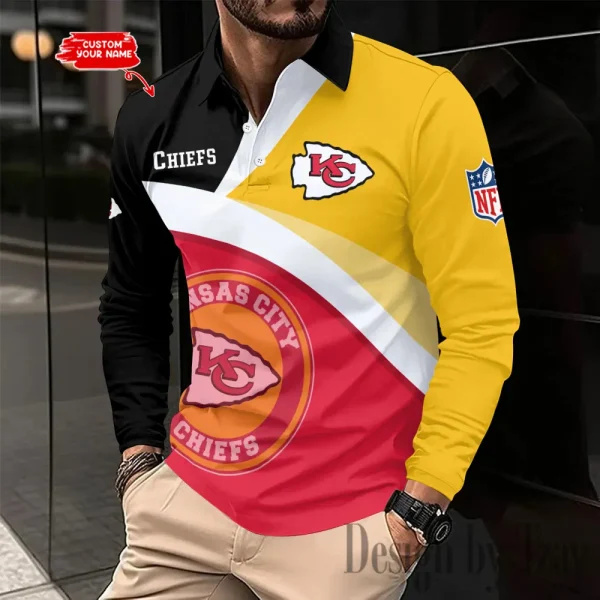 Kansas City Chiefs Men Polo shirt Long Sleeve Fashion Casual Slim New Design 2025 ANZLSPS311
