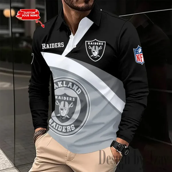 Las Vegas Raiders Men Polo shirt Long Sleeve Fashion Casual Slim New Design 2025 ANZLSPS312