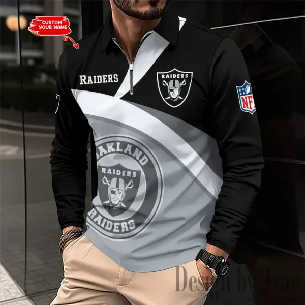 Las Vegas Raiders Men Polo shirt Long Sleeve Fashion Casual Slim New Design 2025 ANZLSPS312 - Image 2