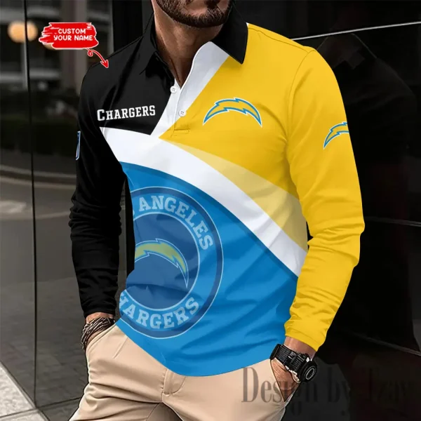 Los Angeles Chargers Men Polo shirt Long Sleeve Fashion Casual Slim New Design 2025 ANZLSPS313