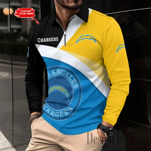 Los Angeles Chargers Men Polo shirt Long Sleeve Fashion Casual Slim New Design 2025 ANZLSPS313 - Image 2