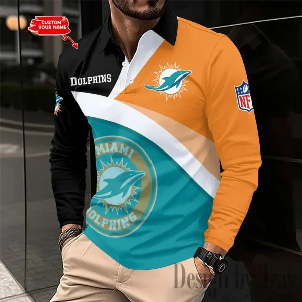 Miami Dolphins Men Polo shirt Long Sleeve Fashion Casual Slim New Design 2025 ANZLSPS315