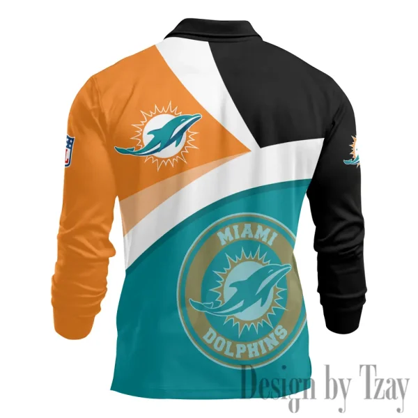 Miami Dolphins Men Polo shirt Long Sleeve Fashion Casual Slim New Design 2025 ANZLSPS315 - Image 3
