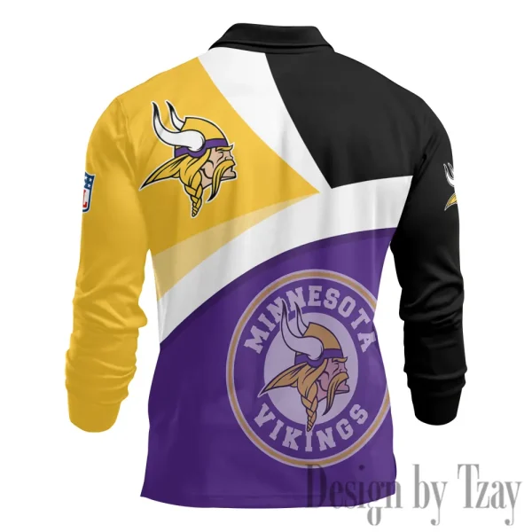 Minnesota Vikings Men Polo shirt Long Sleeve Fashion Casual Slim New Design 2025 ANZLSPS316 - Image 3