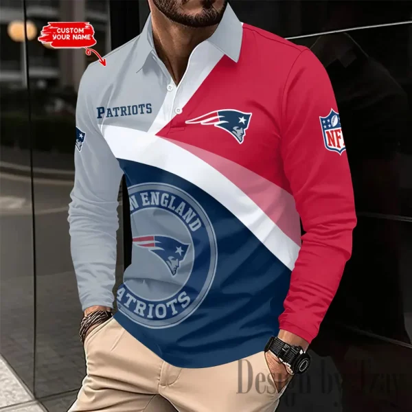 New England Patriots Men Polo shirt Long Sleeve Fashion Casual Slim New Design 2025 ANZLSPS317