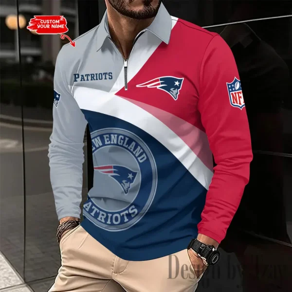 New England Patriots Men Polo shirt Long Sleeve Fashion Casual Slim New Design 2025 ANZLSPS317 - Image 2