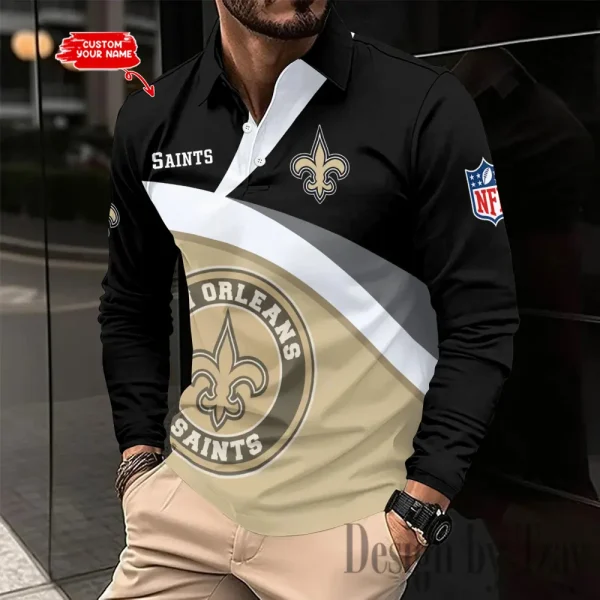 New Orleans Saints Men Polo shirt Long Sleeve Fashion Casual Slim New Design 2025 ANZLSPS318