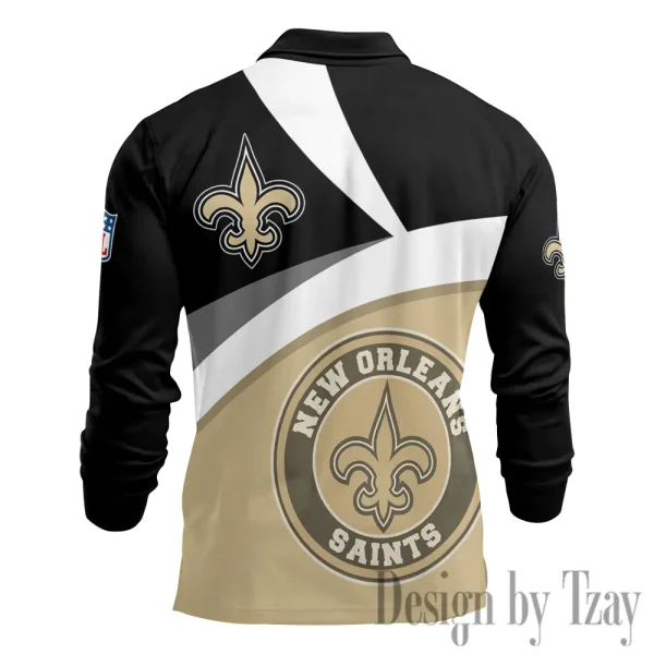 New Orleans Saints Men Polo shirt Long Sleeve Fashion Casual Slim New Design 2025 ANZLSPS318 - Image 3