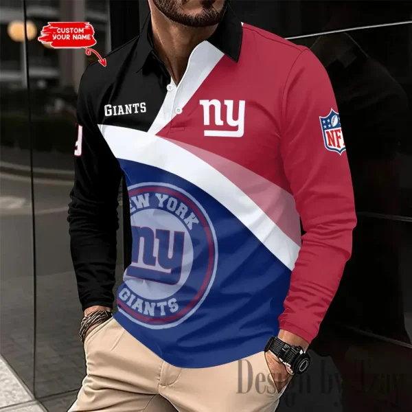 New York Giants Men Polo shirt Long Sleeve Fashion Casual Slim New Design 2025 ANZLSPS319
