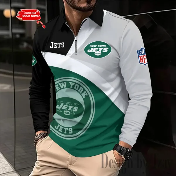 New York Jets Men Polo shirt Long Sleeve Fashion Casual Slim New Design 2025 ANZLSPS320 - Image 2