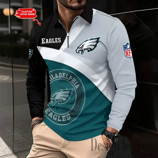 Philadelphia Eagles Men Polo shirt Long Sleeve Fashion Casual Slim New Design 2025 ANZLSPS321 - Image 2