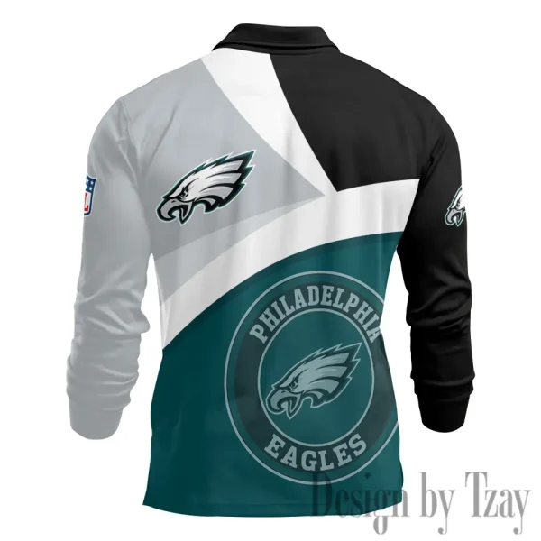 Philadelphia Eagles Men Polo shirt Long Sleeve Fashion Casual Slim New Design 2025 ANZLSPS321 - Image 3