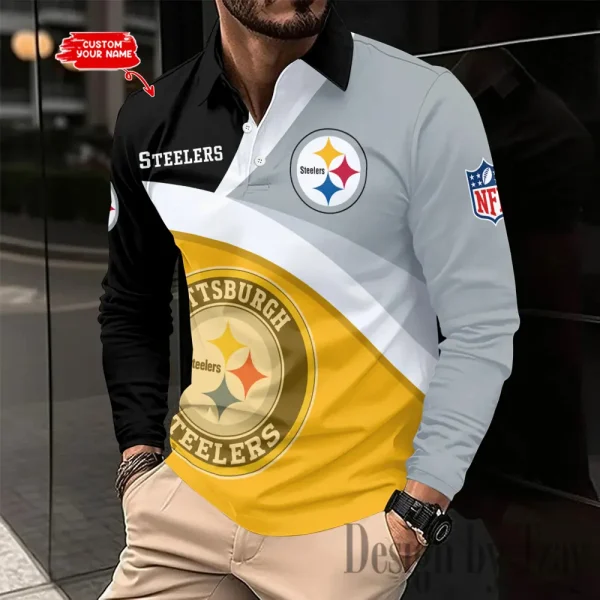 Pittsburgh Steelers Men Polo shirt Long Sleeve Fashion Casual Slim New Design 2025 ANZLSPS322
