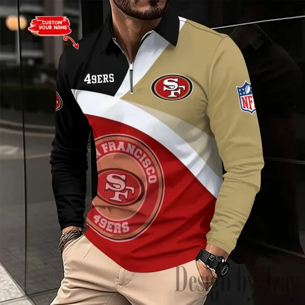San Francisco 49ers Men Polo shirt Long Sleeve Fashion Casual Slim New Design 2025 ANZLSPS323 - Image 2