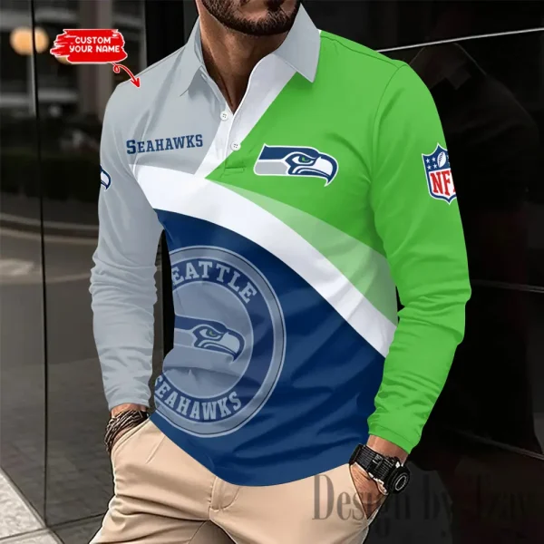 Seattle Seahawks Men Polo shirt Long Sleeve Fashion Casual Slim New Design 2025 ANZLSPS324