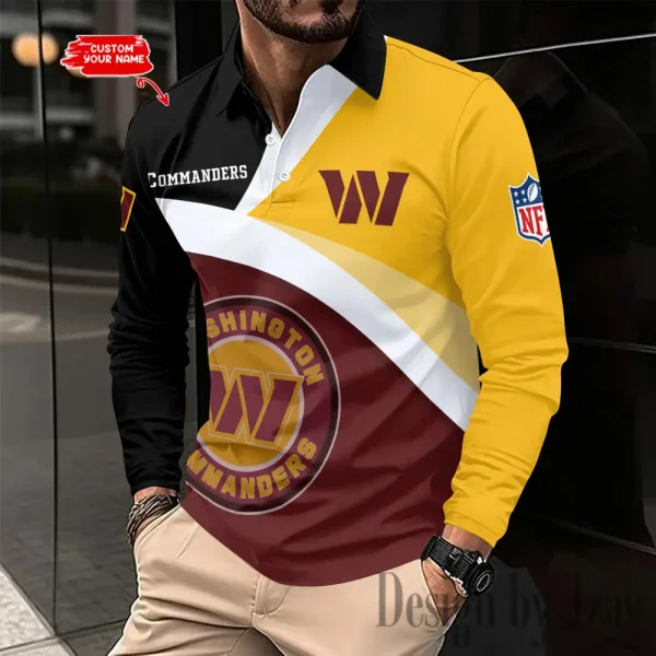 Washington Commanders Men Polo shirt Long Sleeve Fashion Casual Slim New Design 2025 ANZLSPS327