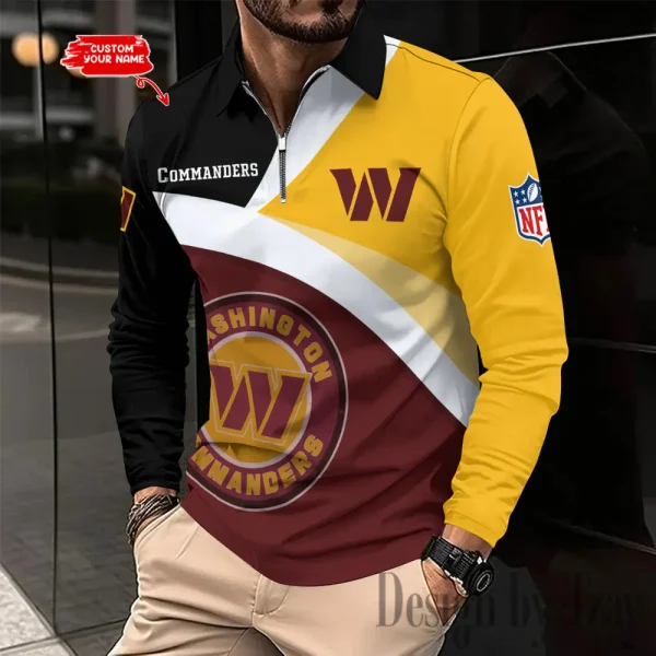 Washington Commanders Men Polo shirt Long Sleeve Fashion Casual Slim New Design 2025 ANZLSPS327 - Image 2