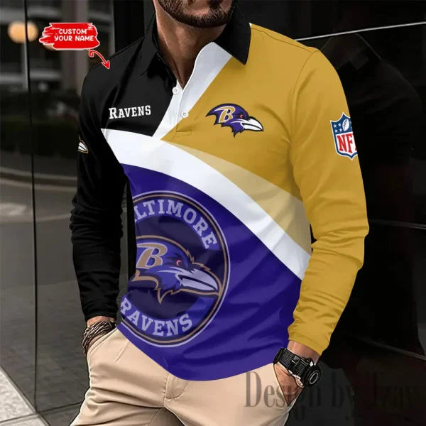 Baltimore Ravens Men Polo shirt Long Sleeve Fashion Casual Slim New Design 2025 ANZLSPS298 - Image 2
