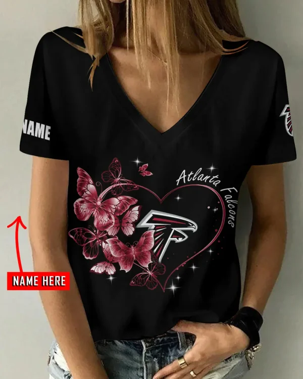 Atlanta Falcons Favorite V-Neck T-Shirt for Women Style 2025 ANZ-AGCWTS1063