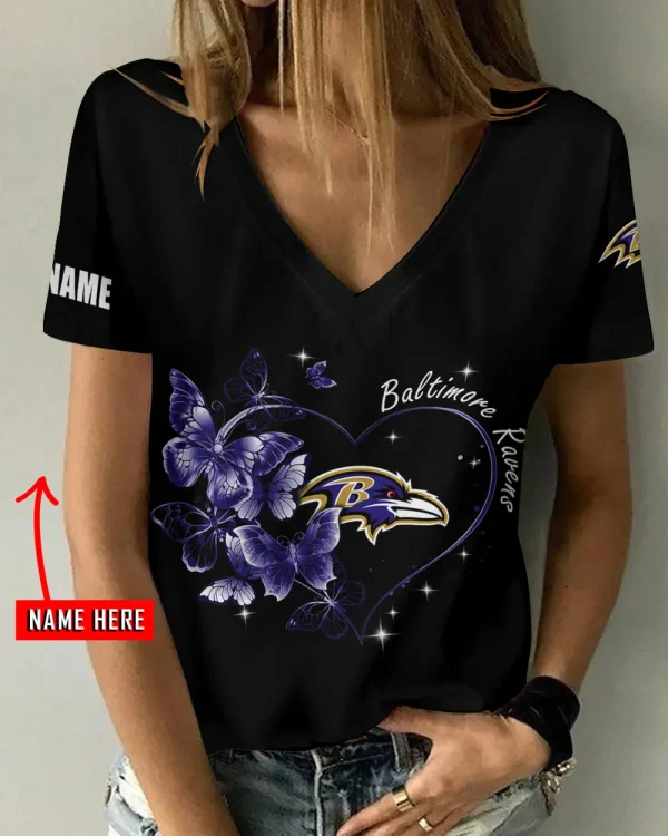 Baltimore Ravens Favorite V-Neck T-Shirt for Women Style 2025 ANZ-AGCWTS1064