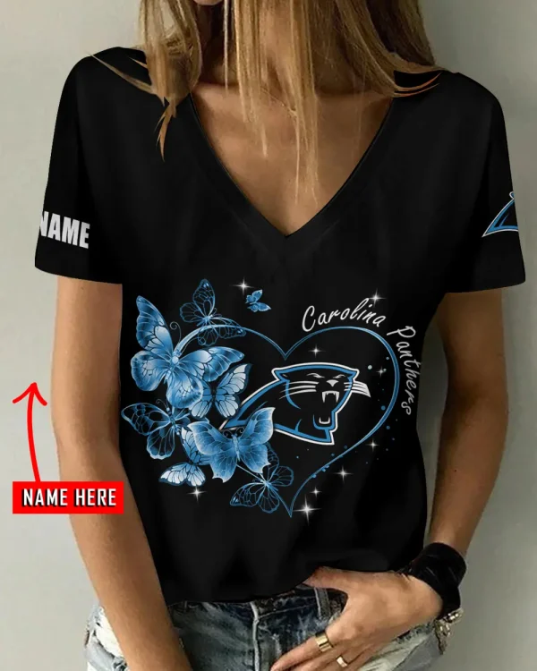 Carolina Panthers Favorite V-Neck T-Shirt for Women Style 2025 ANZ-AGCWTS1066