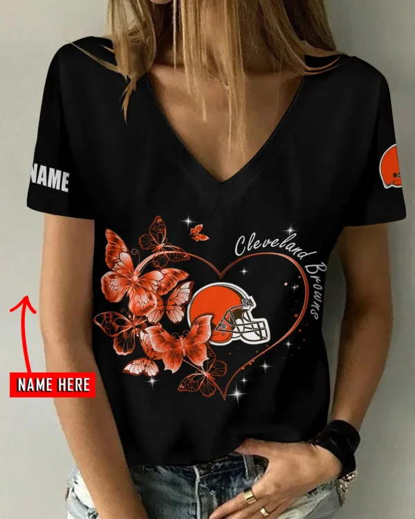 Cleveland Browns Favorite V-Neck T-Shirt for Women Style 2025 ANZ-AGCWTS1069